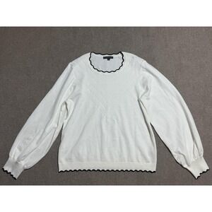 Adrianna Papell Sweater Womens Large Scallop‎ Knit Pullover Elegant Top
